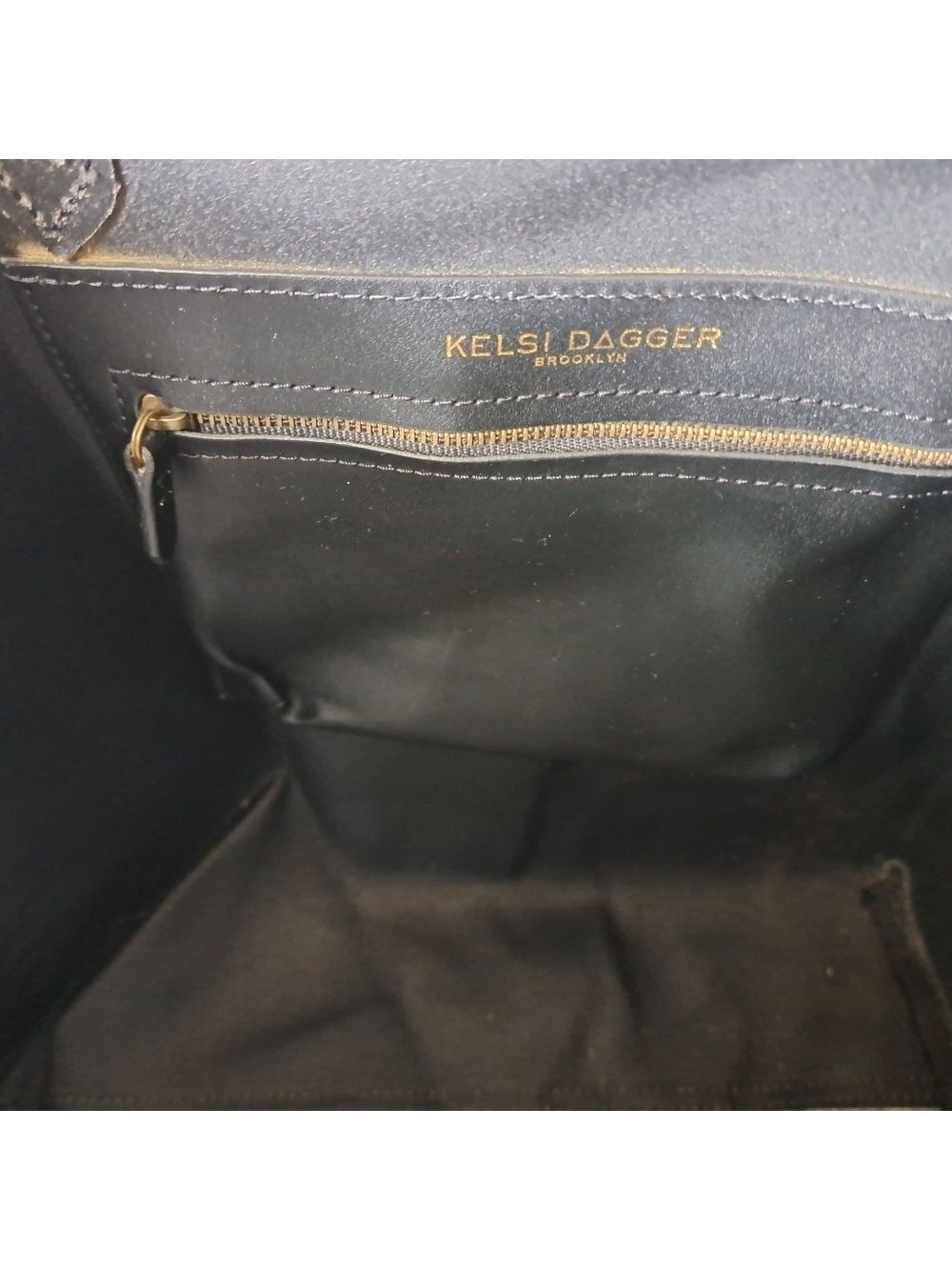 KELSI DAGGER leather felt large open tote grey black coastal shoulder bag used - Picture 10 of 16